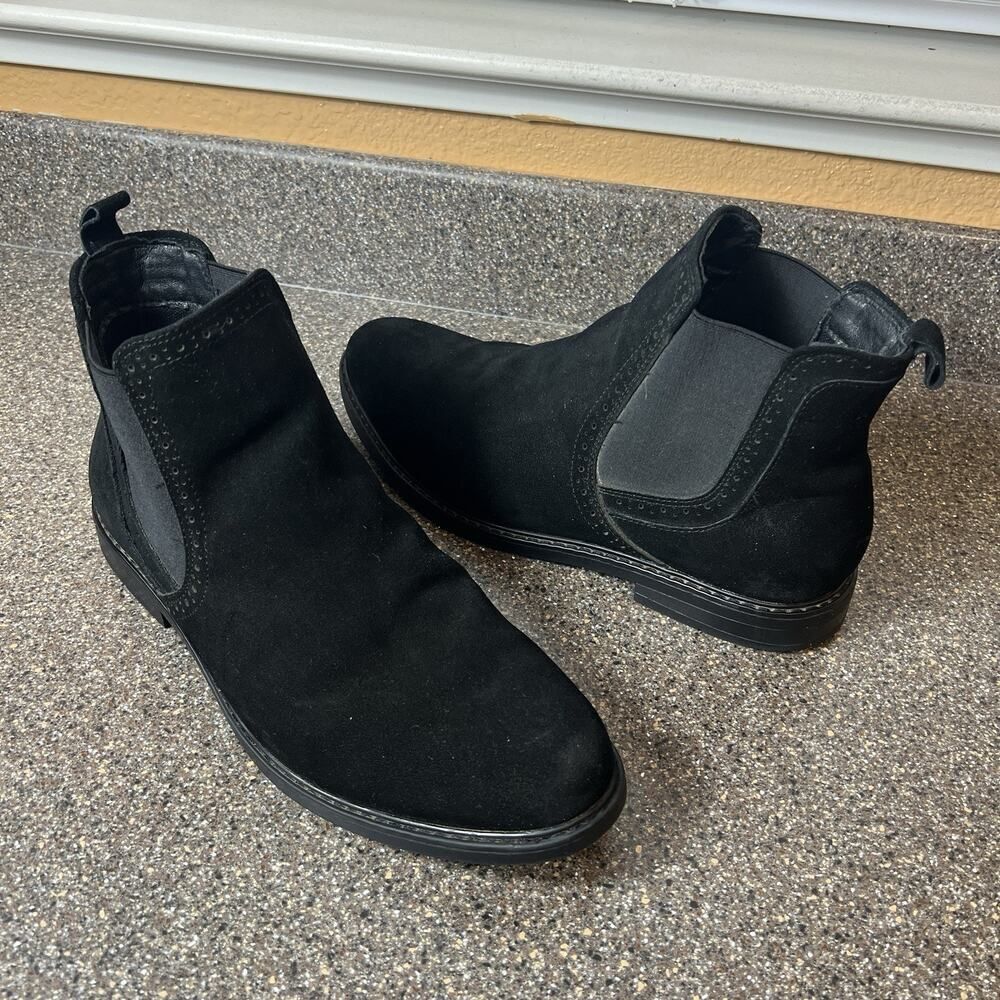 Bruno Marc Mens Sz 12 Chelsea Desert Ankle Boots Black Suede Chukka Slip On Shoe
